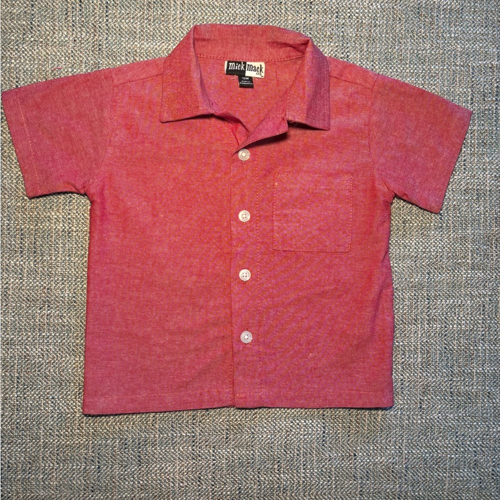 Mick Mack Kids' Short-Sleeve Red Button-Down Shirt 12M - Picture 2 of 6